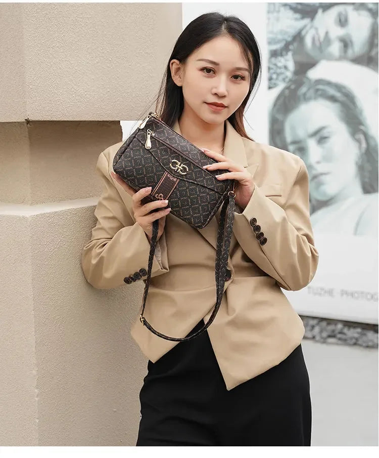 Ladies' New Crossbody Shoulder Bag | Atmospheric Middle-aged Underarm Handbag & Mini Phone Purse Luxegan