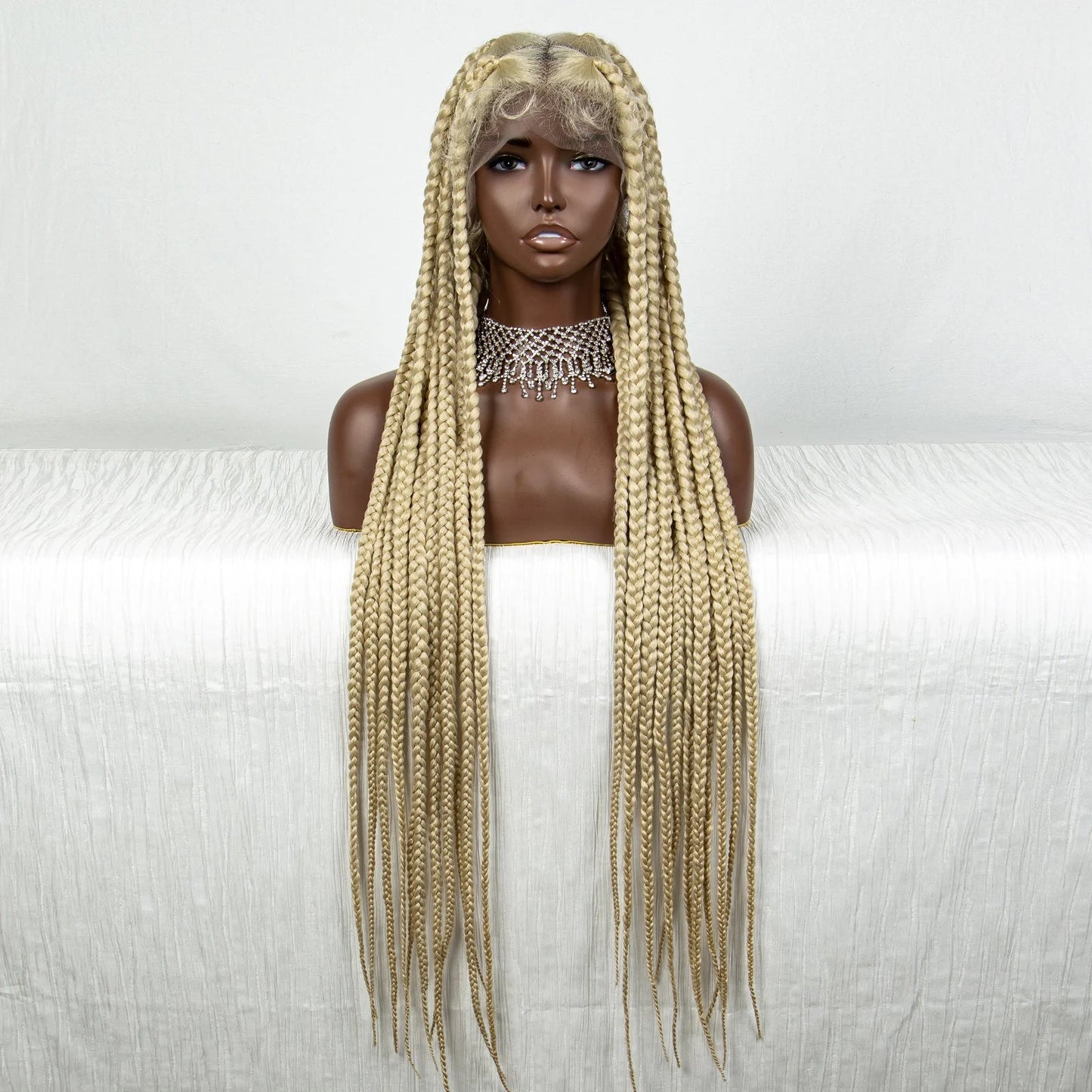 36" Purple Knotless Box Braids Wig | Transparent Full Lace | Baby Hair | Synthetic Luxegan