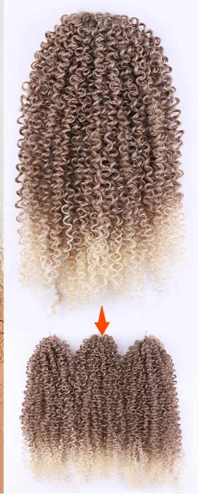 200g 3-Pack Ombre Brown Afro Kinky Curly Crochet Hair | 18 Inch | Passion Twist Extensions