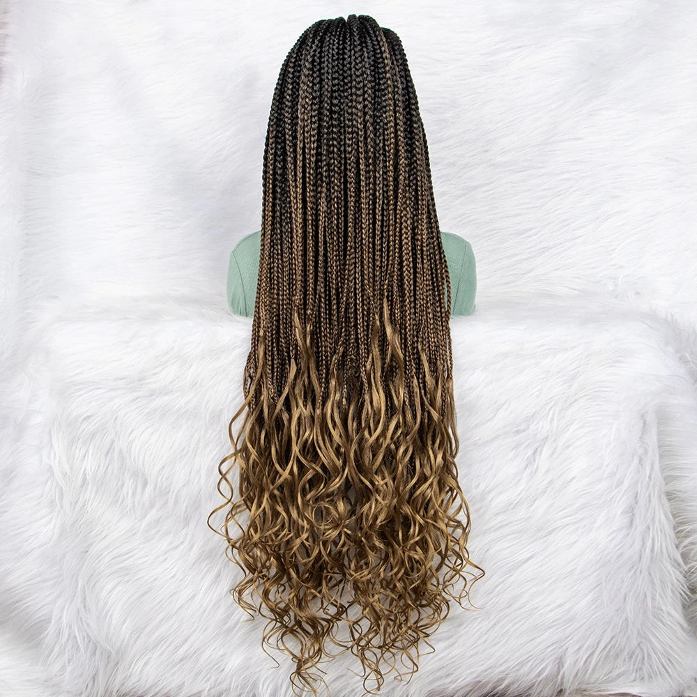 Gradient Water Wave Knotless Box Braids Wig | 9x6 Lace Front | Baby Hair Luxegan