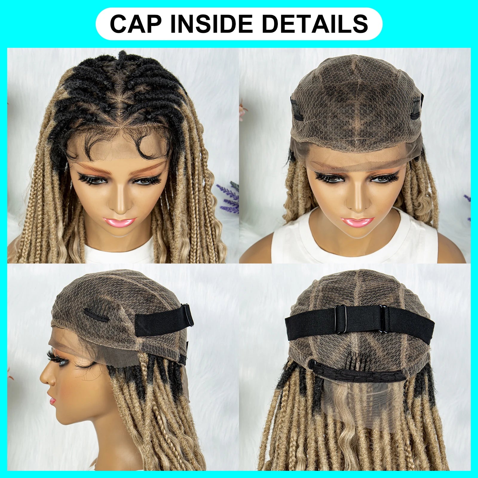 28" Curly Knotless Box Braids Wig | Full Lace | Baby Hair Luxegan