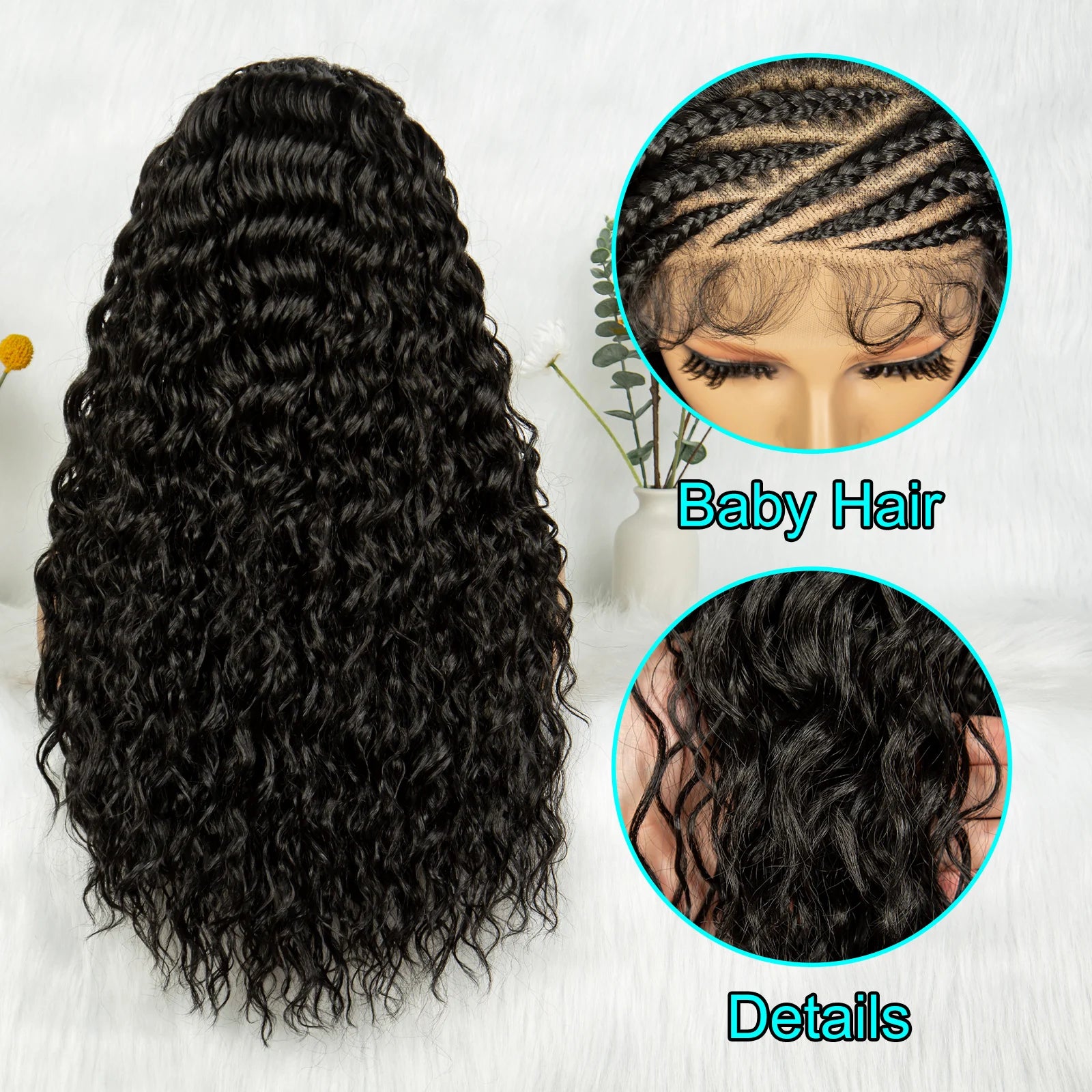 Burgundy Cornrow Stitch Curly Braids Wig | 13x4 Lace Front | Baby Hair | KIMA Luxegan