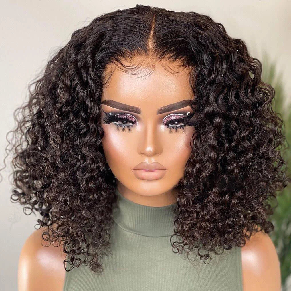12A Water Wave Bob Wig | Glueless Lace Front Wig | Brazilian Remy Hair | Pre-Plucked Luxegan