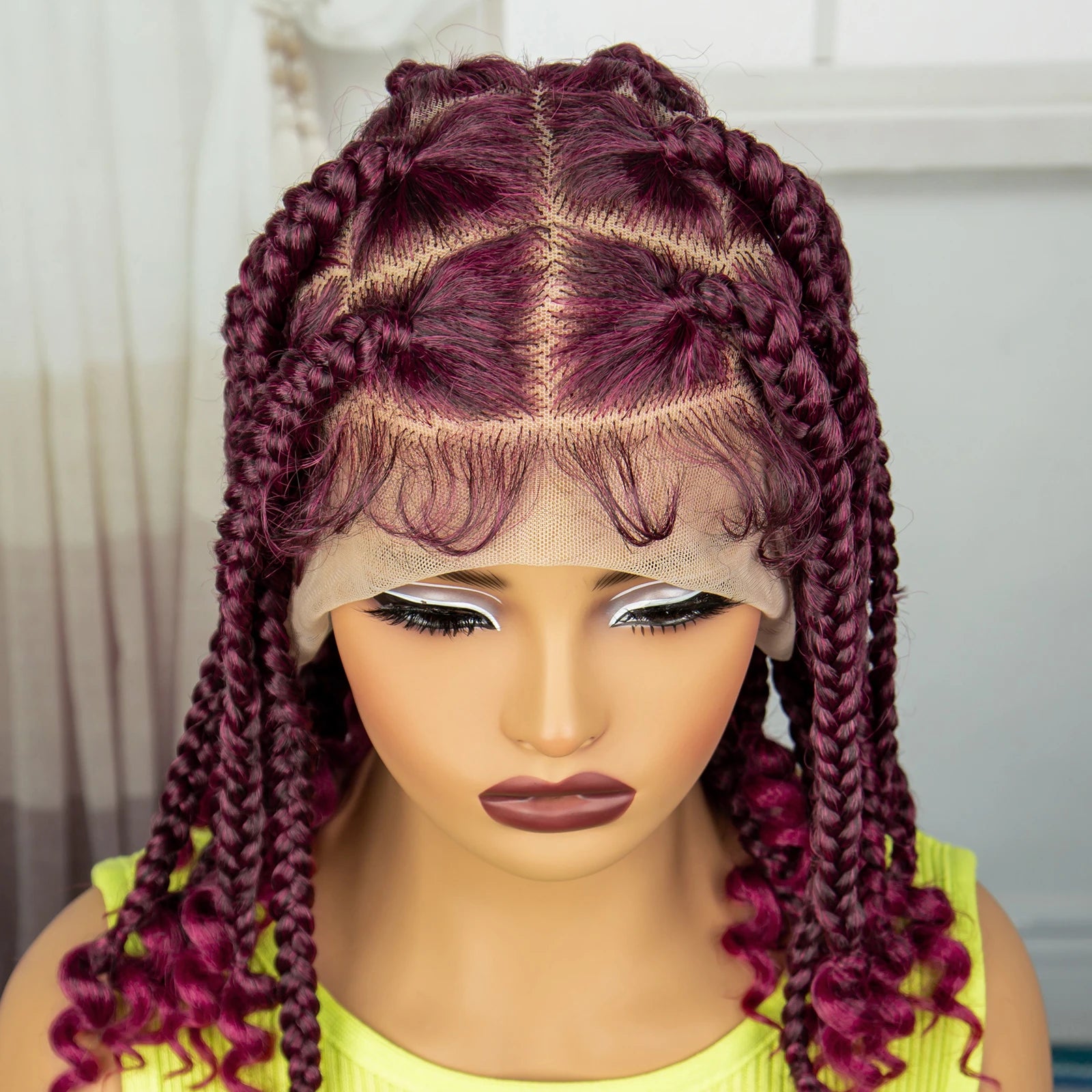 HD Full Lace Knotless Box Braids Wig with Curly Ends | Baby Hair Luxegan