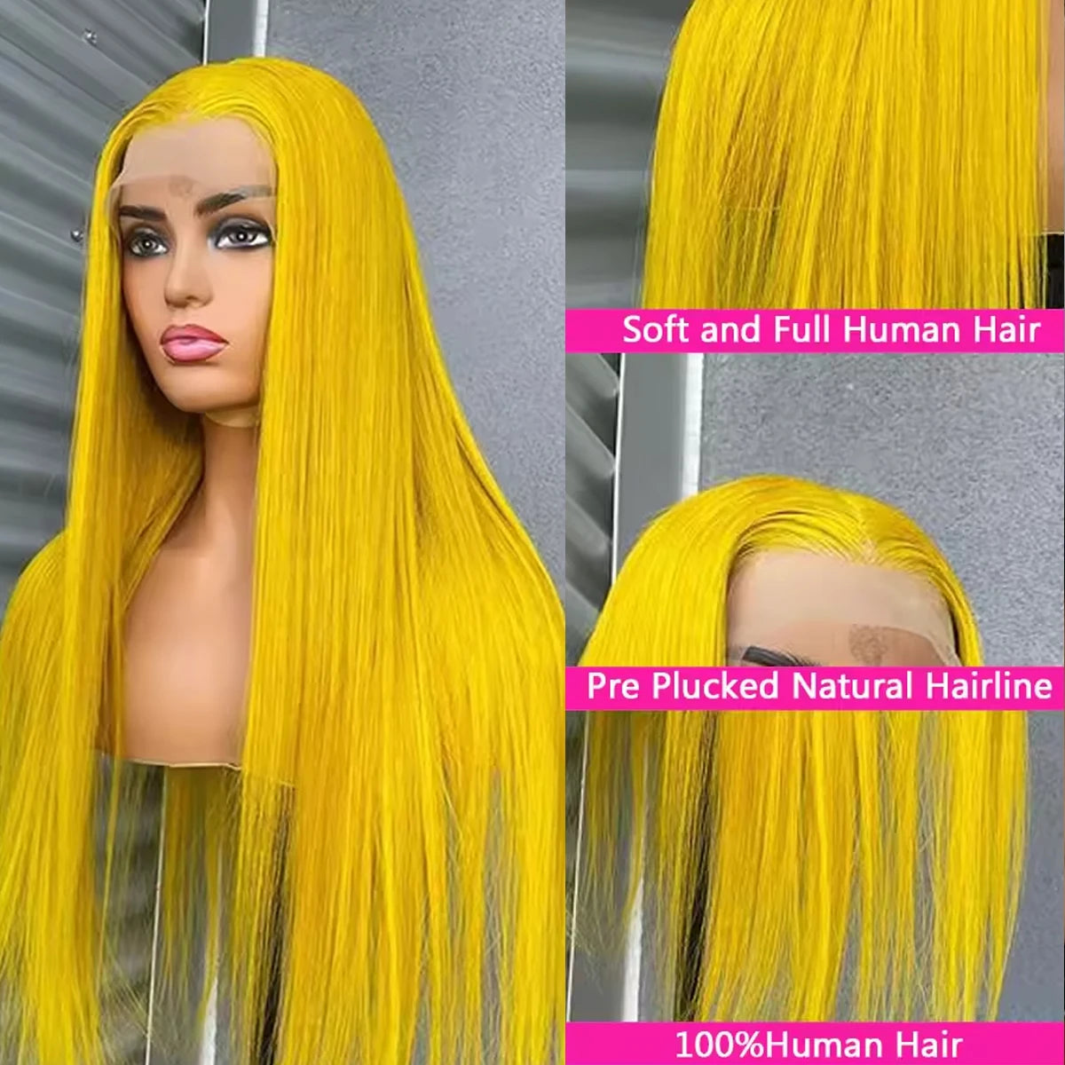 200% Density Light Yellow Straight 613 HD Transparent Lace Front Wig | 13x6 & 13x4 Lace Frontal Human Hair Wig for Women Luxegan