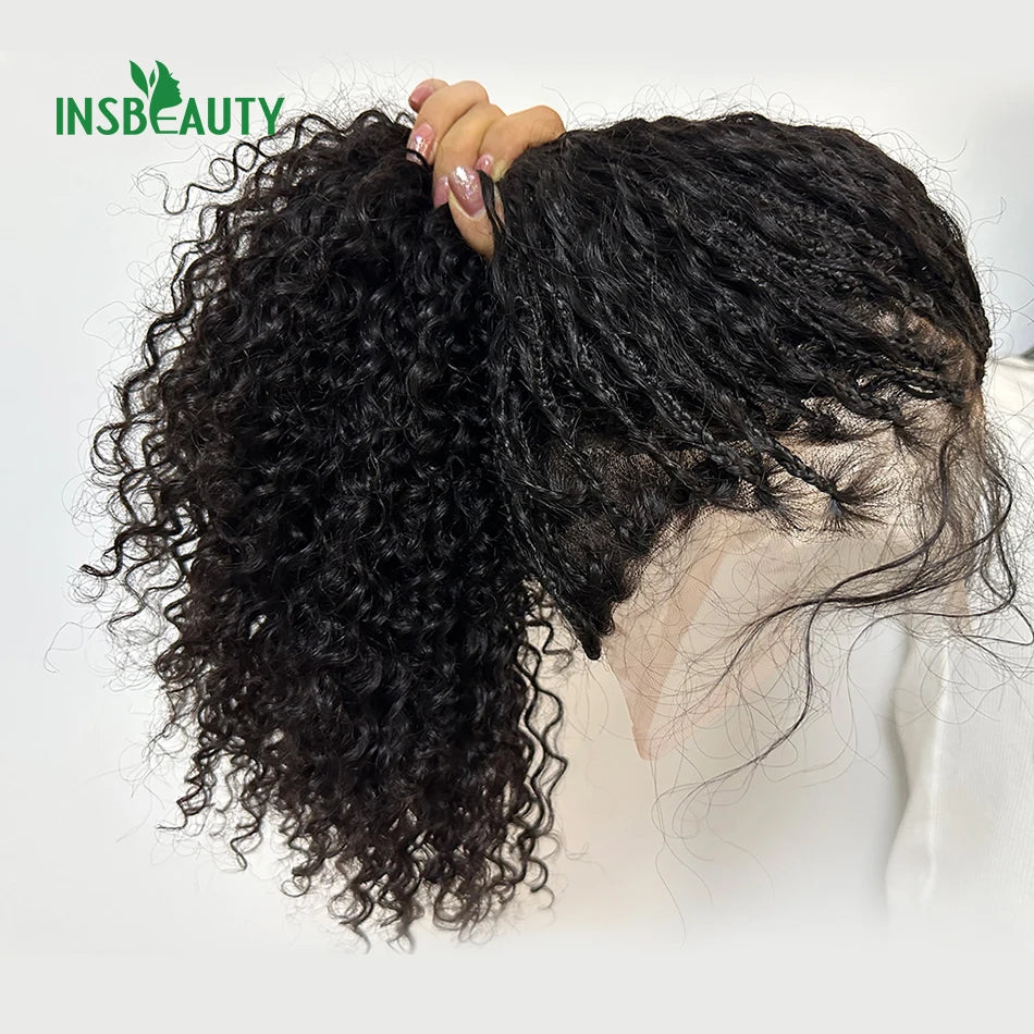 HD Lace Boho Knotless Braids Wig | Human Hair Curly Ends | 300 Density | 26" Luxegan