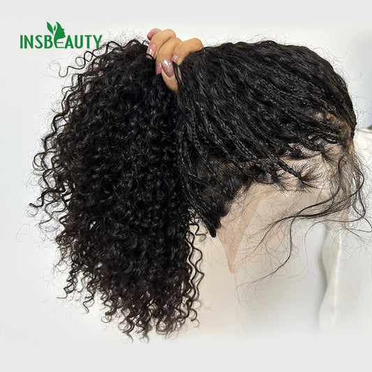 HD Lace Boho Knotless Braids Wig | Human Hair Curly Ends | 300 Density | 26" Luxegan