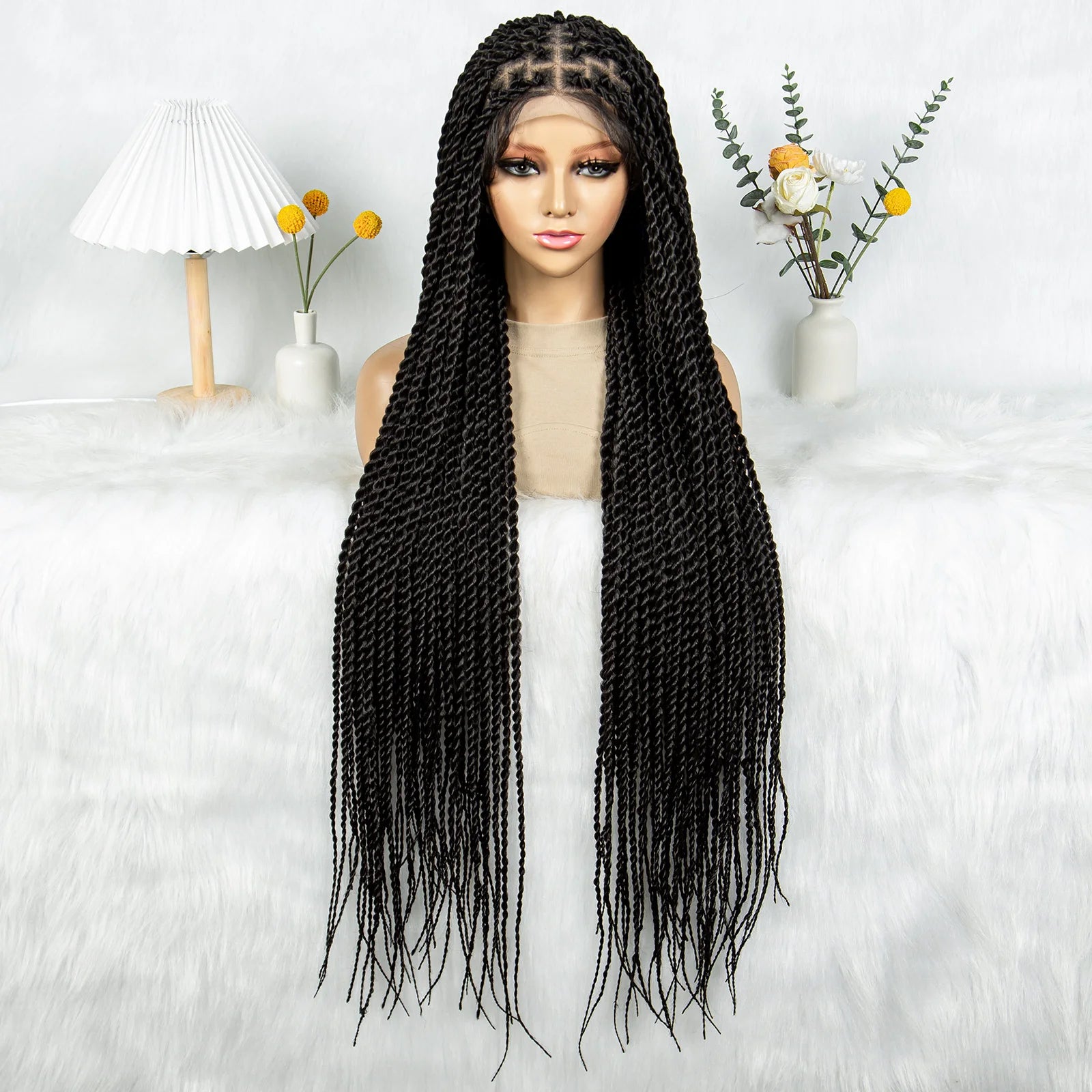 KIMA 38" Micro Twist Braided Wig | Transparent Double Full Lace Luxegan