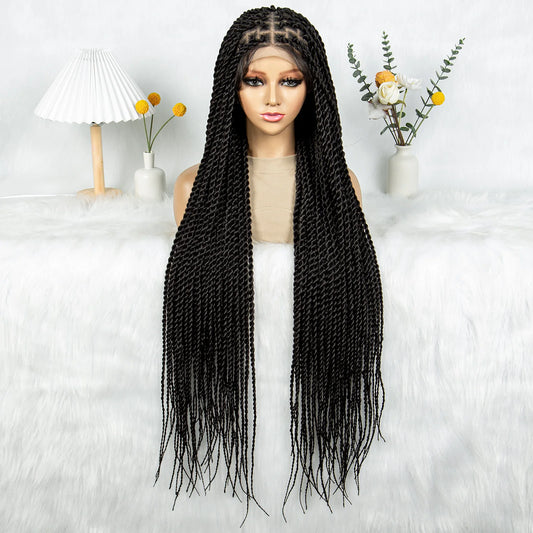 KIMA 38" Micro Twist Braided Wig | Transparent Double Full Lace Luxegan