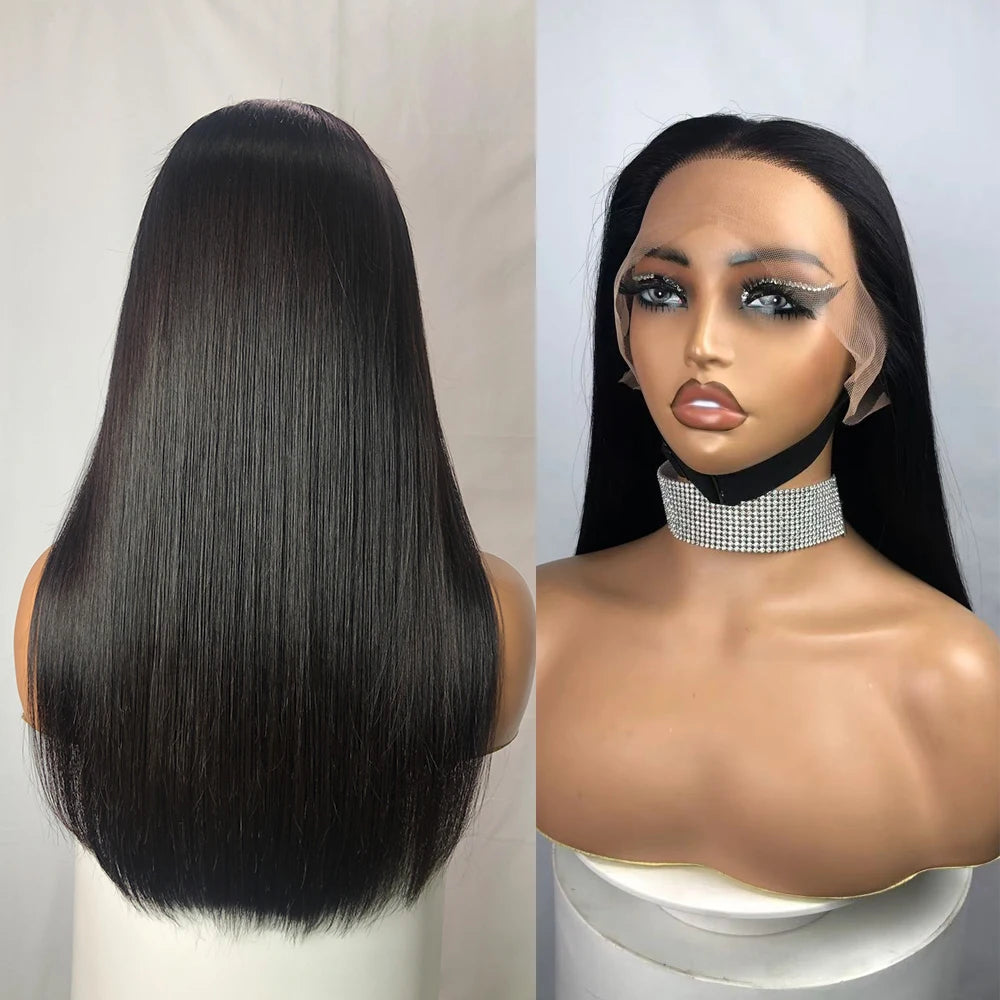 350% Density Double Drawn Straight Lace Front Wig | 13x4 Transparent Brazilian Human Hair Luxegan