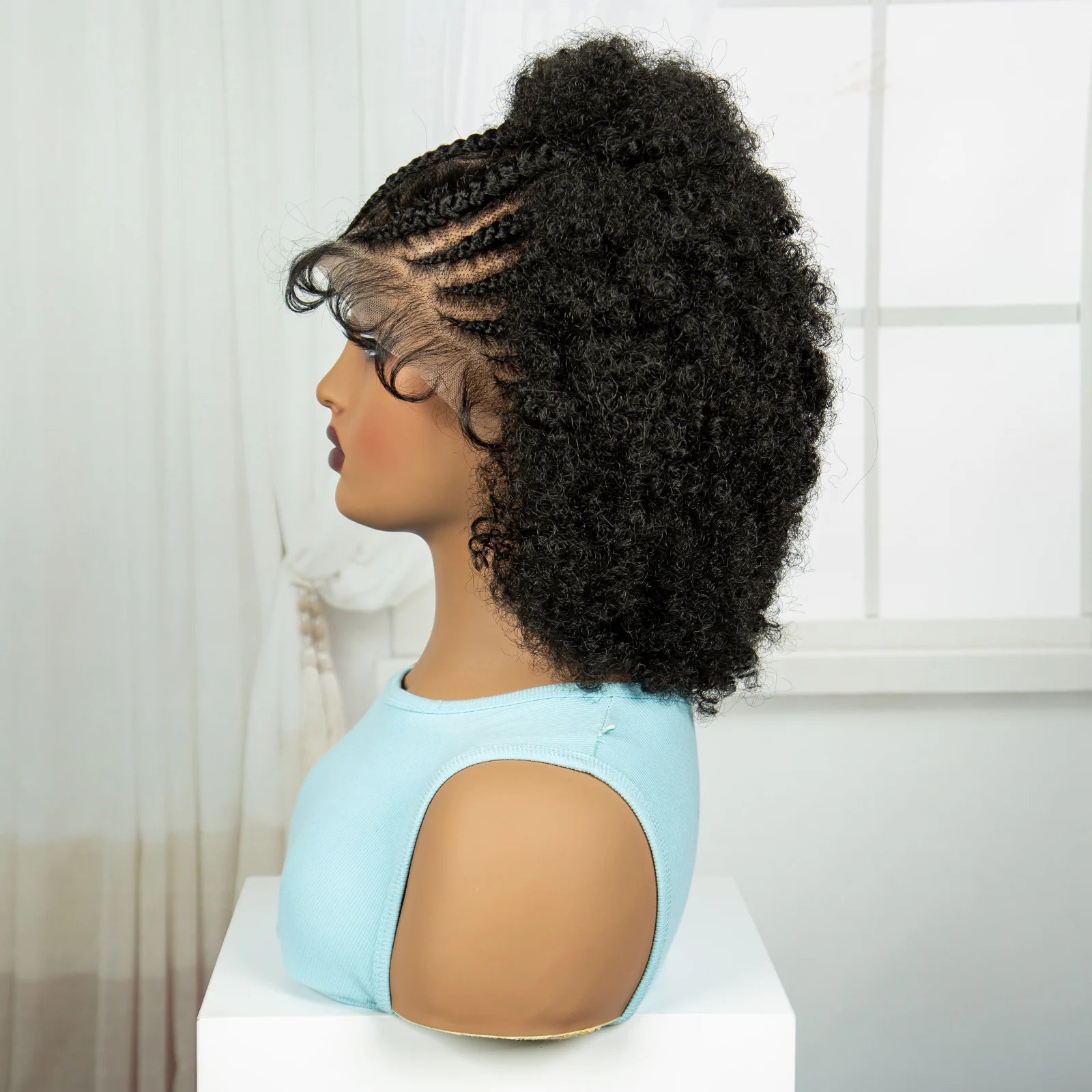 Short Afro Kinky Curly Cornrow Braids Wig | HD Full Lace | Baby Hair Luxegan