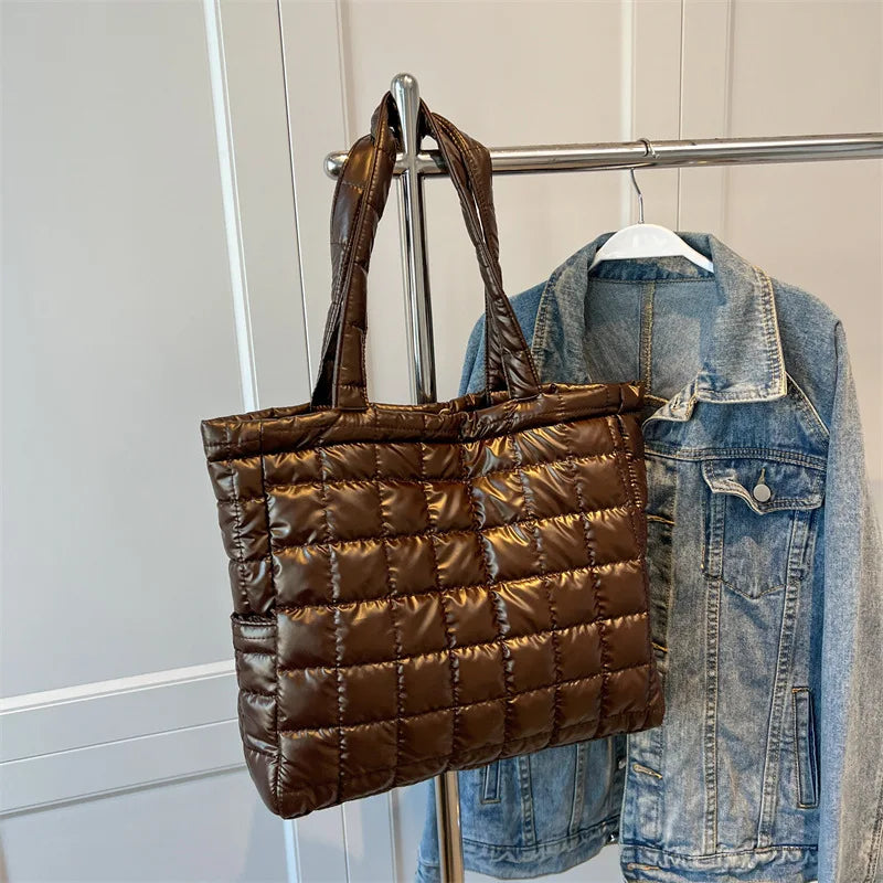 Luxury Padded Nylon Tote | Hot Sale Winter Armpit Bag Luxegan