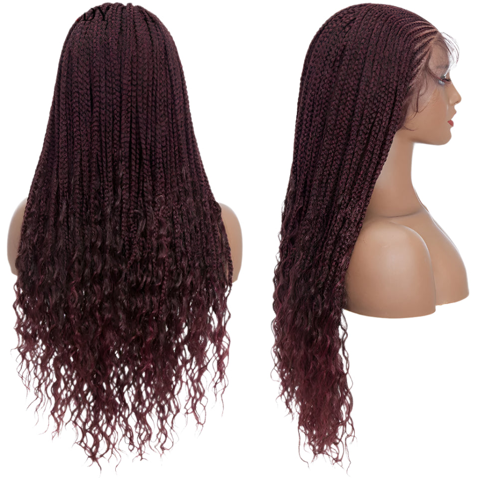 My-Lady Synthetic Braided Wig | 28" Cornrow Braids | Lace Front Wig | Long Curly Ends | Black Women