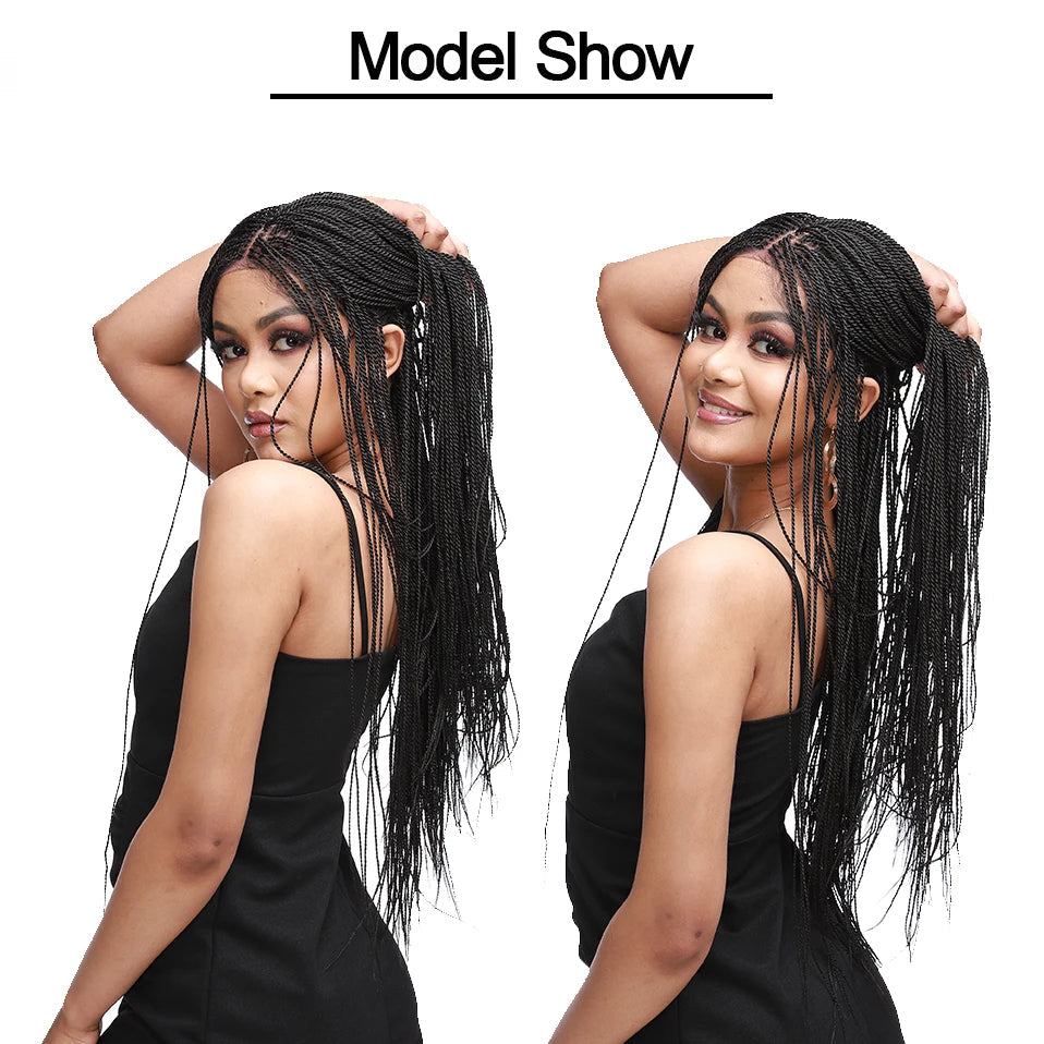 30" Box Braids Lace Front Wig | Baby Hair | Afro Synthetic Braids | Black Women Luxegan