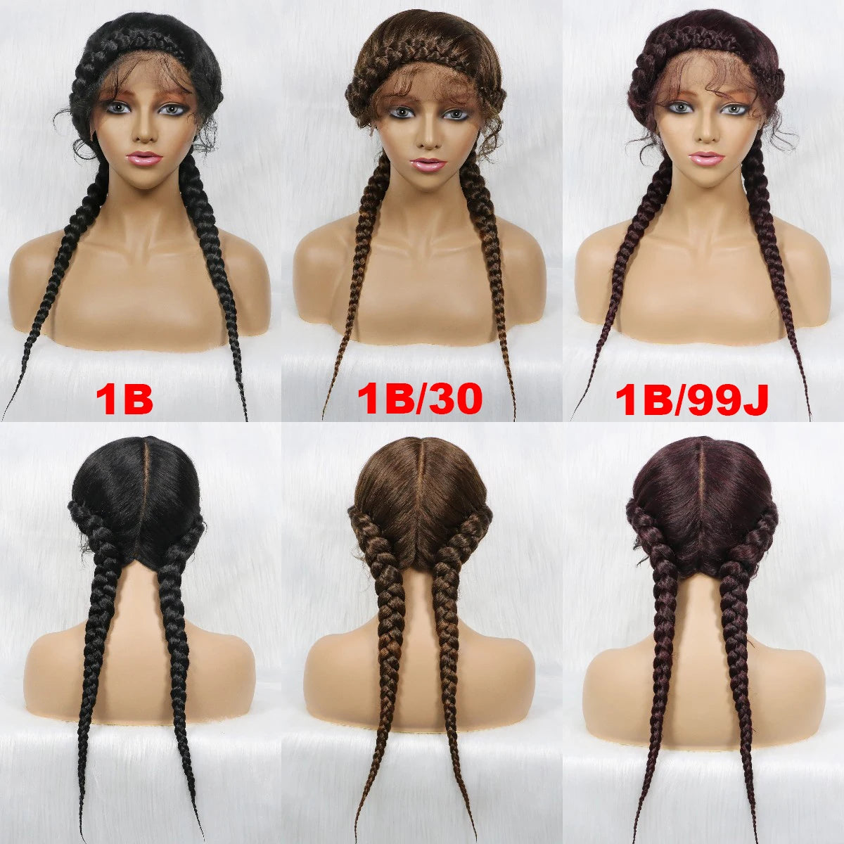 24" Dutch Cornrow Box Braid Wig | Lace Front Synthetic Wig with Baby Hair | Afro Wig for Black Women | High-Temp Fiber Luxegan