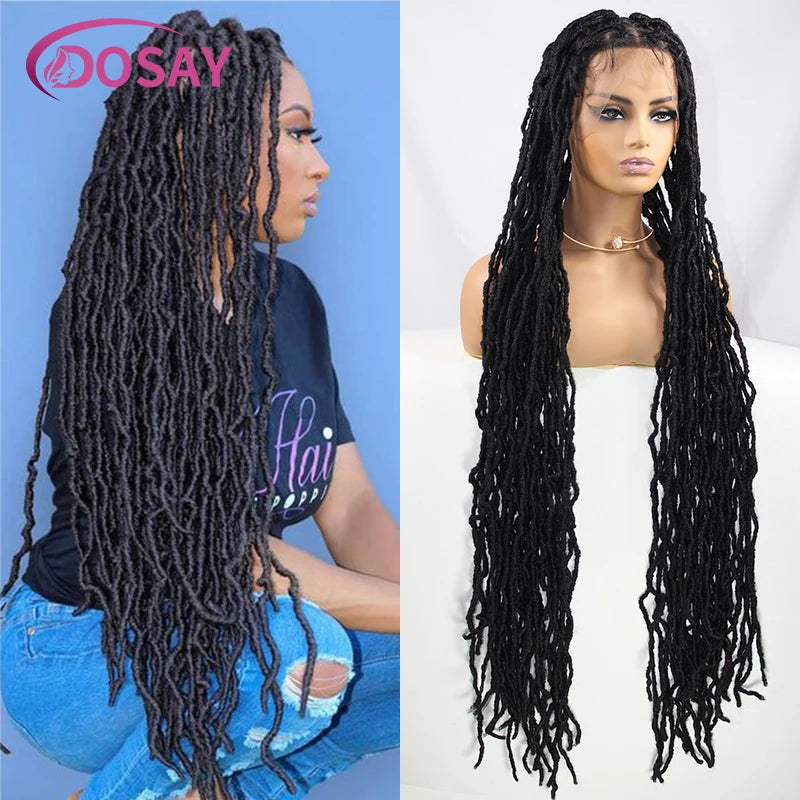 40" Butterfly Locs & Passion Twist Wig | 360 Full Lace | Box Braids | Baby Hair | Synthetic Luxegan