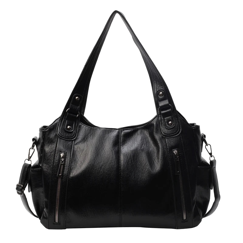 Premium Genuine Cow Leather Large Capacity Tote | High-End Rivet & Sequined Messenger Bag | Sophisticated Square Fashion Shoulder Bag | Elegant Versatile Crossbody Handbag with Cotton Lining Luxegan