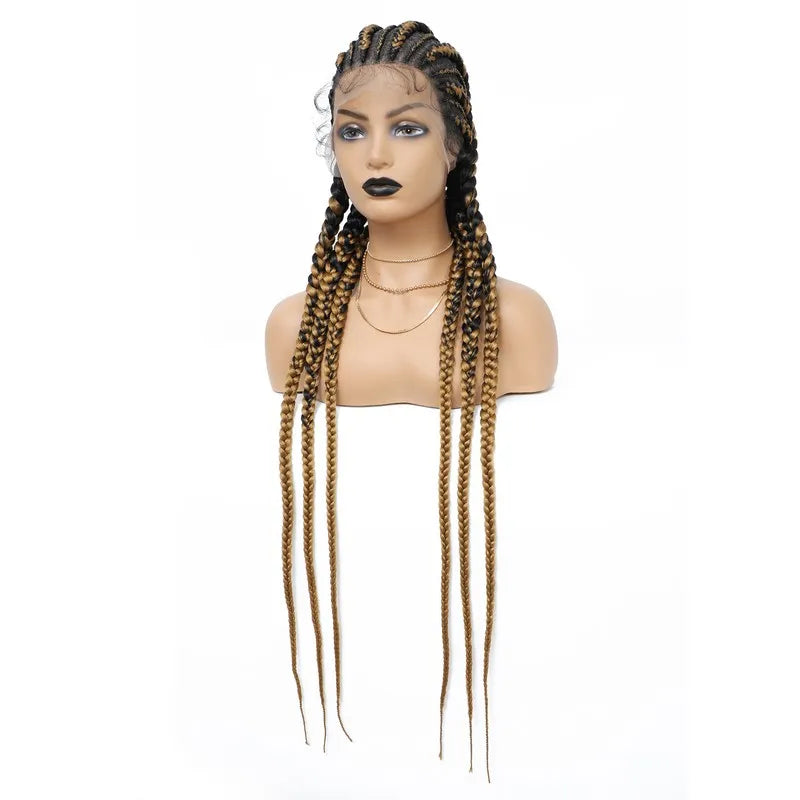 36" Jumbo Dutch Twins Cornrows Wig | Full Lace Front | Synthetic Braids | Black Women Luxegan