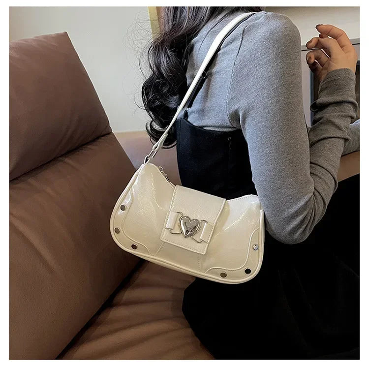 Fashion Women Y2K Armpit Bag | Luxury Design Pleated Underarm Shoulder Bag | Solid Color Hobos Messenger Handbag Luxegan