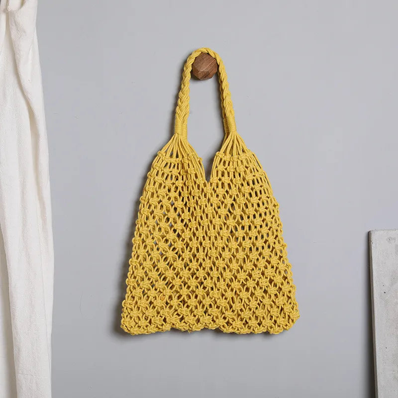 Women's Large Capacity Straw Handbag Totes | Hollow Out Shoulder Bags & Vintage Travel Beach Bag (Shopping Pack) Luxegan
