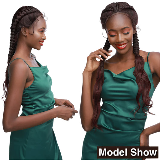 26" Dutch Braids Lace Front Wig | My-Lady Cornrow Afro Wig | Synthetic African Braided Wig | Wavy Texture