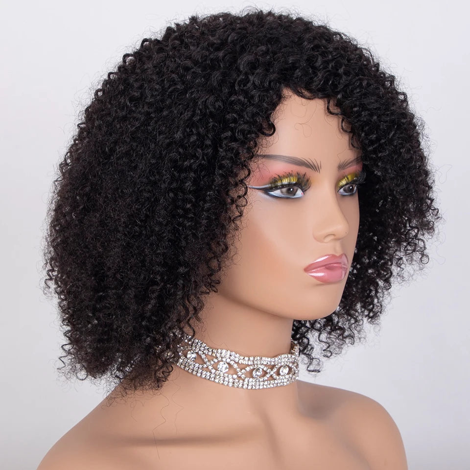 Sleek Ombre Highlight Kinky Curly Human Hair Wig | Peruvian Curly Bob Luxegan