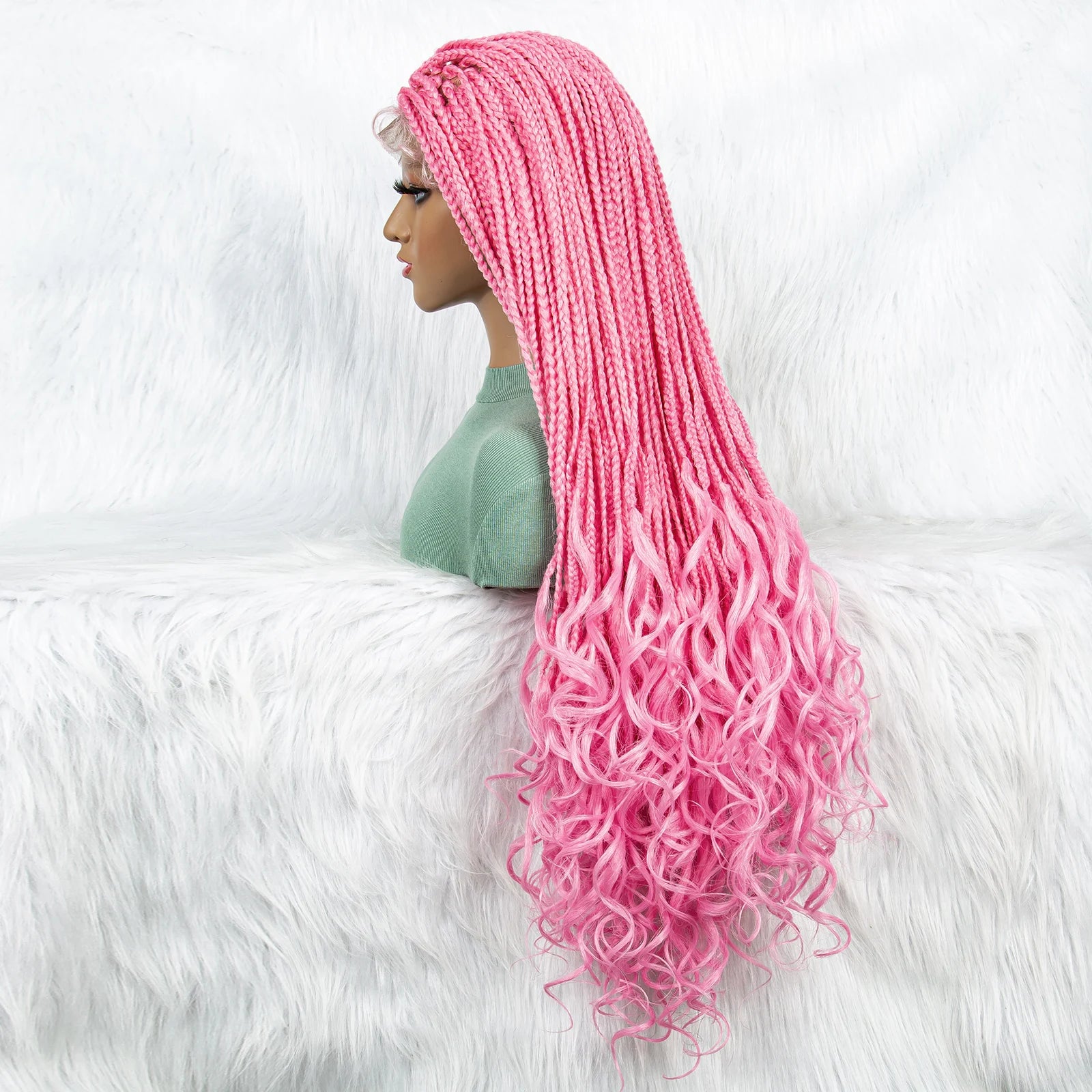 New HD Curly Goddess Box Braids Wig | Transparent Full Lace Luxegan