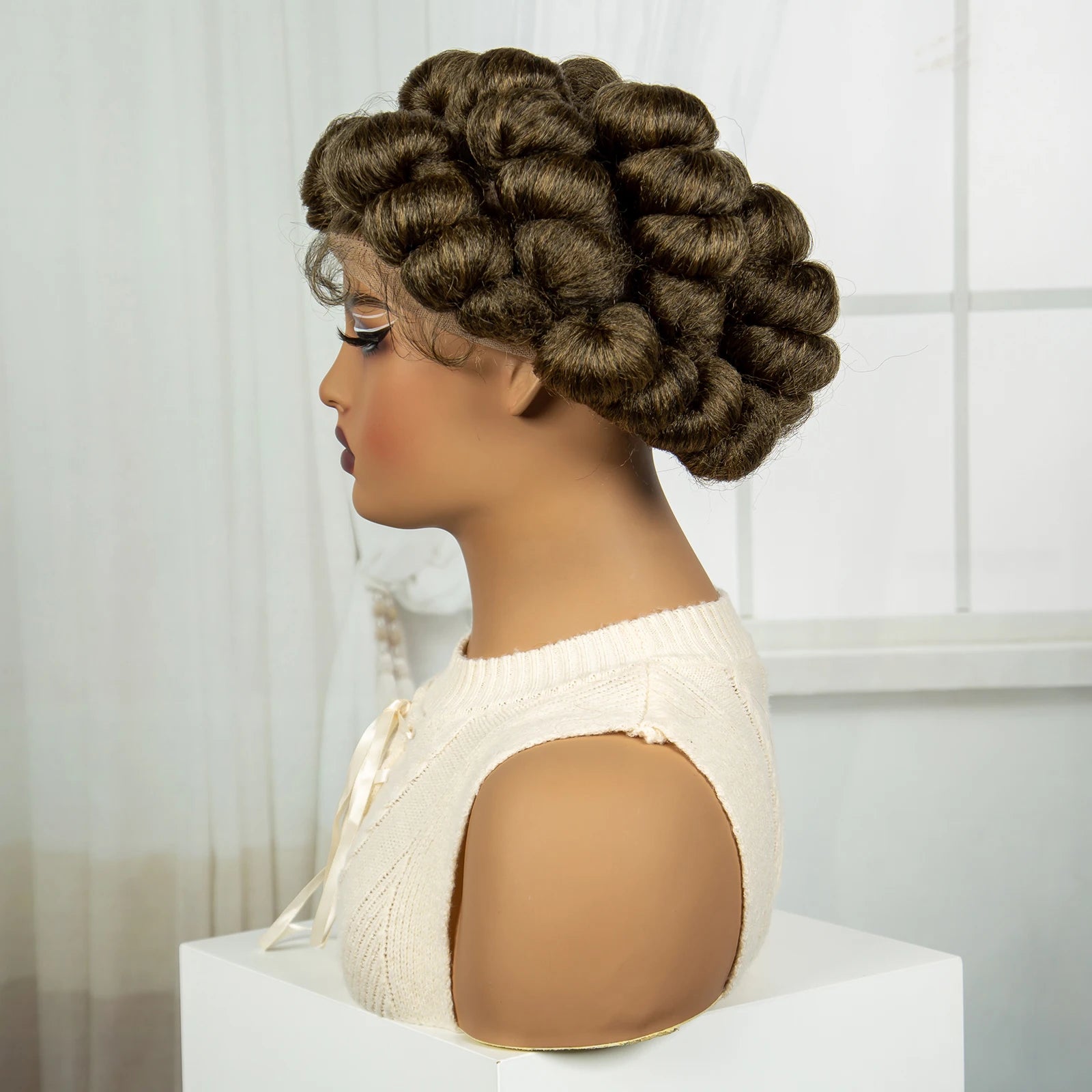 6" Short Bantu Knotless Braids Wig | 1B/30 Ombre | Full Lace Luxegan