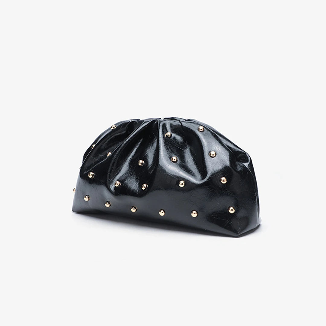 New Women's Zipper Handbag | Fashion Simple Multifunctional Clasp Bag | Mushroom Nail Large Capacity Folded Cloud Dinner Bag Luxegan