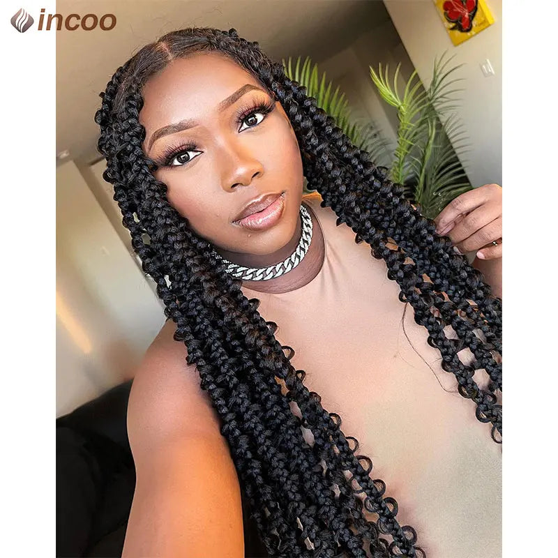 36" Butterfly Locs Crochet Wig | Full Lace Front | Knotless Braids | Baby Hair | Synthetic Luxegan