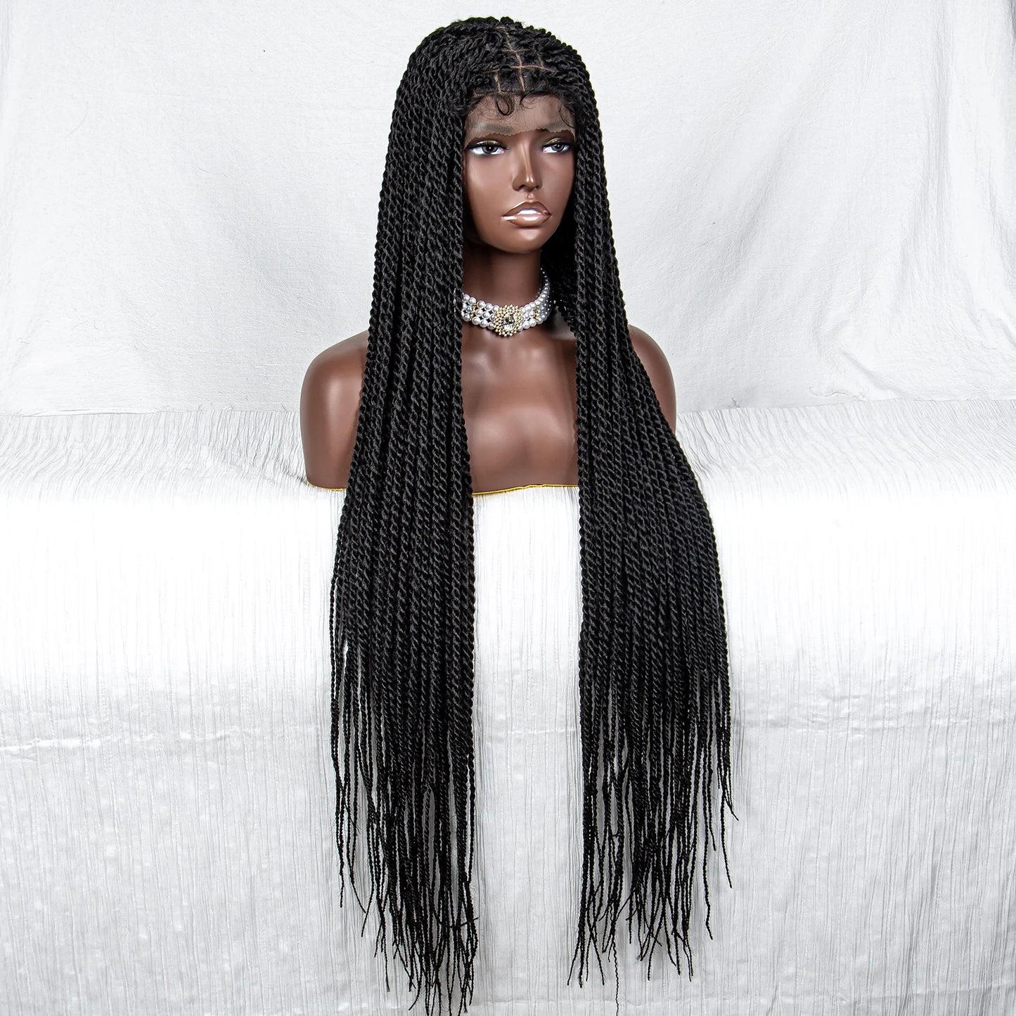 40" Long Straight Braided Wig | Full Lace | Baby Hair | Colored Braids Luxegan