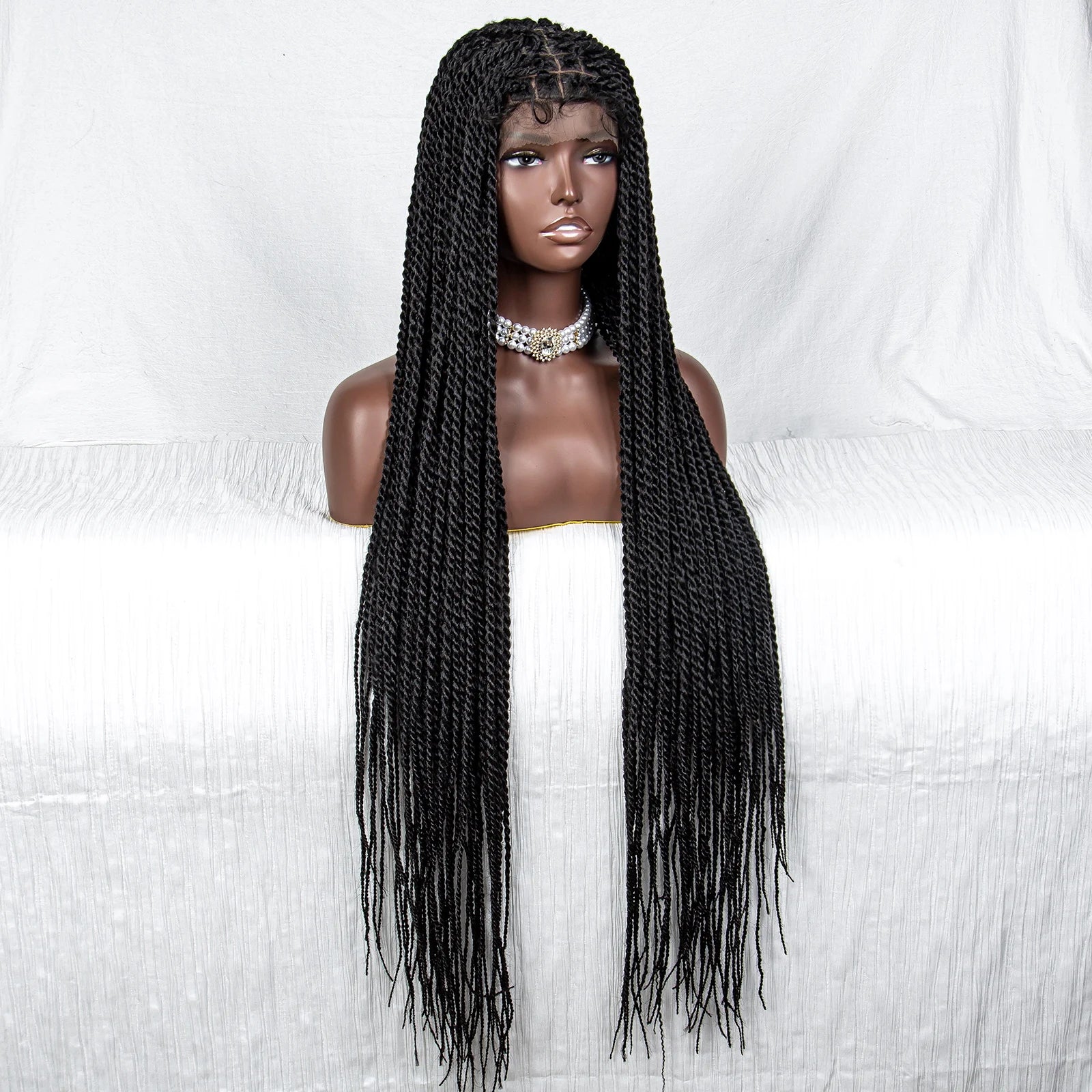 40" Long Straight Braided Wig | Full Lace | Baby Hair | Colored Braids Luxegan