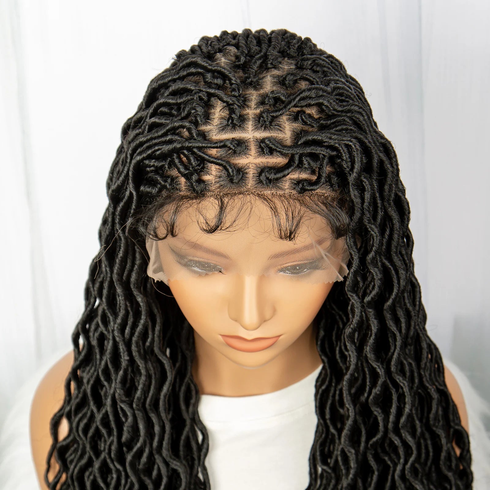 32 Inch Goddess Locs Lace Front Wig | Curly Ends | Faux Locs | Synthetic Hair | With Baby Hair