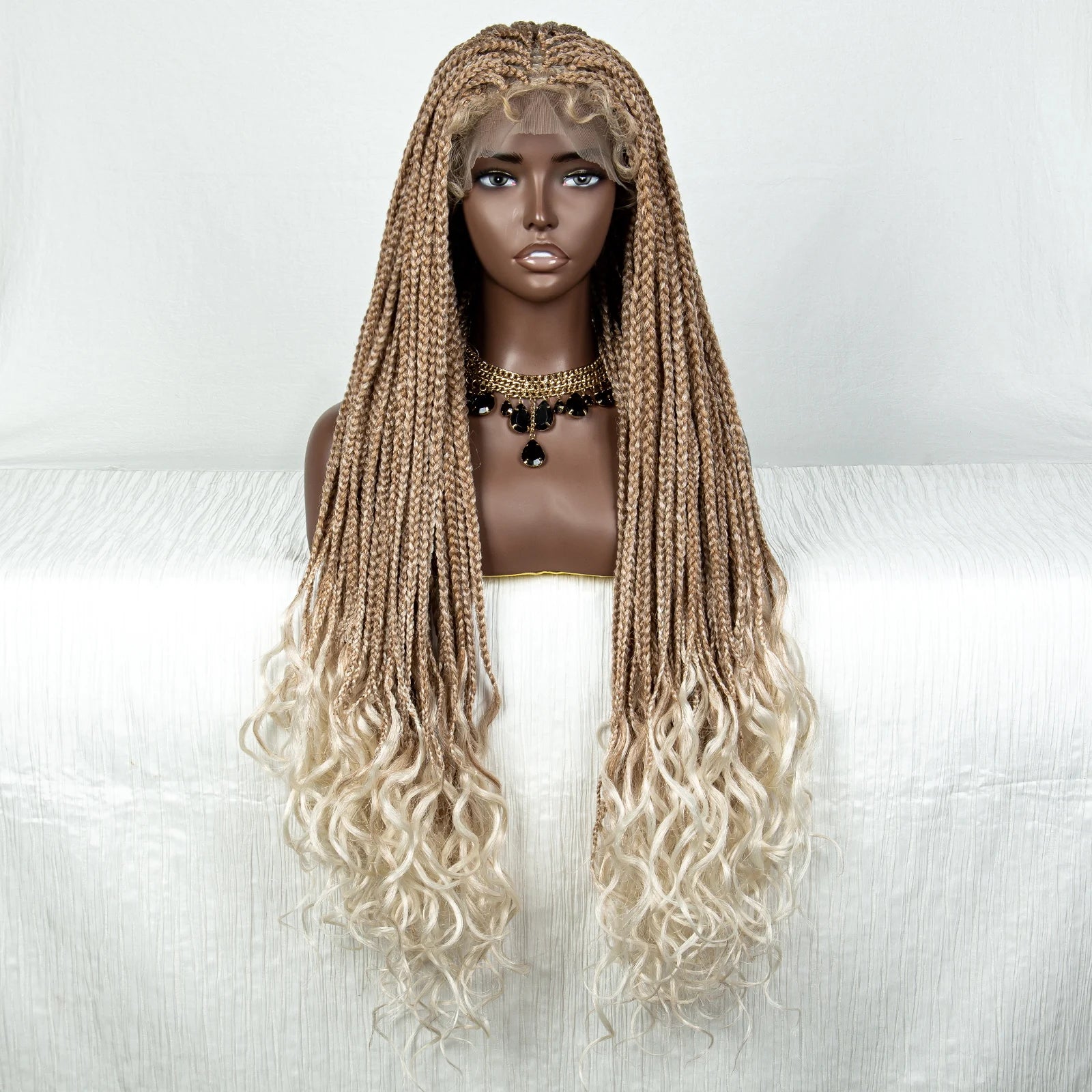 36" 613 Blonde Braided Wig | Lace Front | Baby Hair | Colored Braids Luxegan