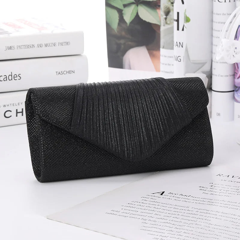 Luxury Women's Square Pleated Envelope Evening Clutch | Fashion Wedding Handbag Luxegan