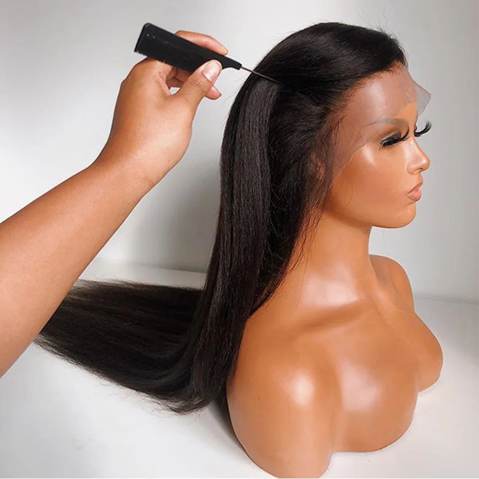 250% Density Light Yaki Straight 13x6 HD Lace Frontal Human Hair Wig Luxegan