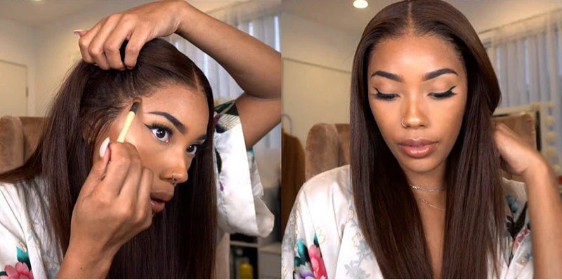 Dark Brown & Ginger Blonde Straight Wig | 13x4 Transparent Lace Front Peruvian Human Hair (Pre-Plucked) Luxegan