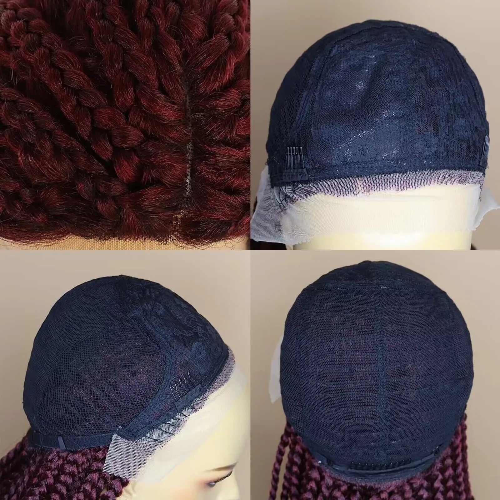 Wine Red 28" Long Braided Lace Front Wig | Synthetic Dreadlocks | Knotless Cornrow Twist | For Women