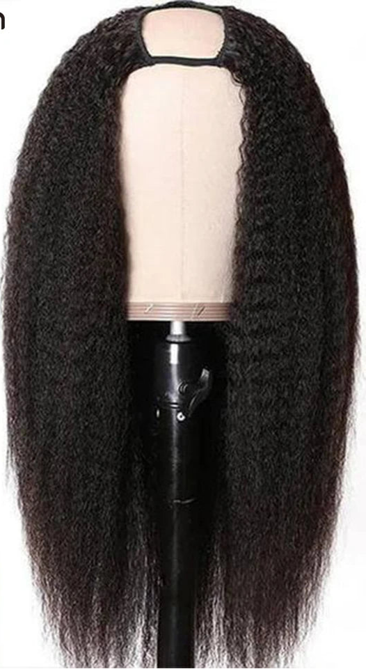 22-Inch Kinky Straight U-Part Wig | Glueless V-Shape Human Hair Luxegan