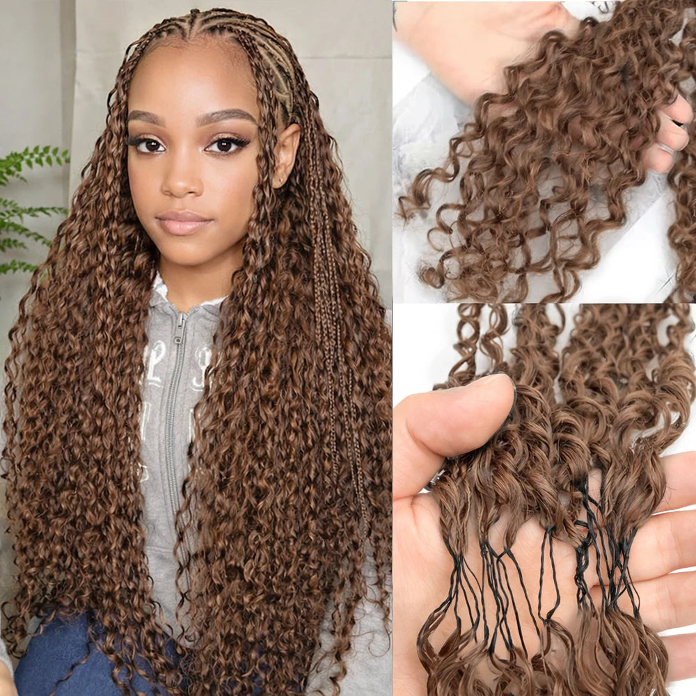 Brown Burmese Water Wave Braiding Hair | Sophisticated Knotless Pre-Separated Deep Curly Extensions | Elegant "100% Raw Virgin" Silhouette | "Dignified" Invisible Feather Crochet Human Hair for Radiant Versatile Styling Luxegan