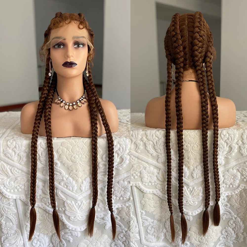 32" Twist Cornrow Braids Wig | Lace Front | Baby Hair | DIY & Cosplay | Synthetic Luxegan