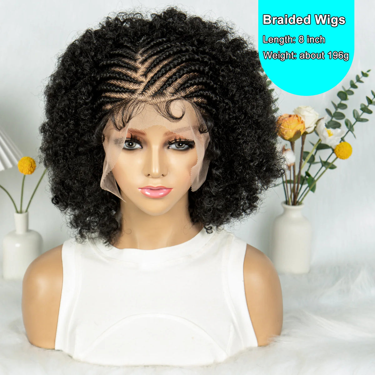 KIMA Peluca trenzada de caja nueva Pelucas sintéticas de encaje completo Longitudes cortas para mujeres negras Hombres Peluca trenzada con pelo de bebé Pelucas trenzadas de caja