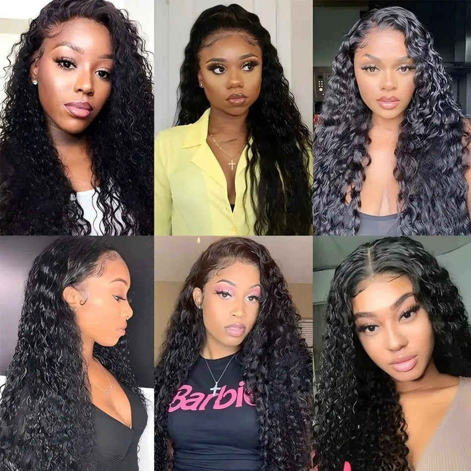 40 Inch Curly Deep Wave HD Lace Frontal Human Hair Wig | 13x6 Water Wave & 13x4 Lace Front Wig (Brazilian Remy) Luxegan