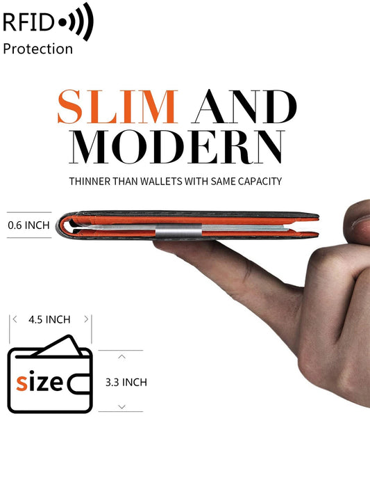 Minimalist Fashion Men's Mini Wallet | Sophisticated "Ultra-Thin" Silhouette | RFID-Blocking 11-Card Multifunctional Billfold | "Dignified" High-Performance Portable Essential for Radiant Versatile Styling Luxegan