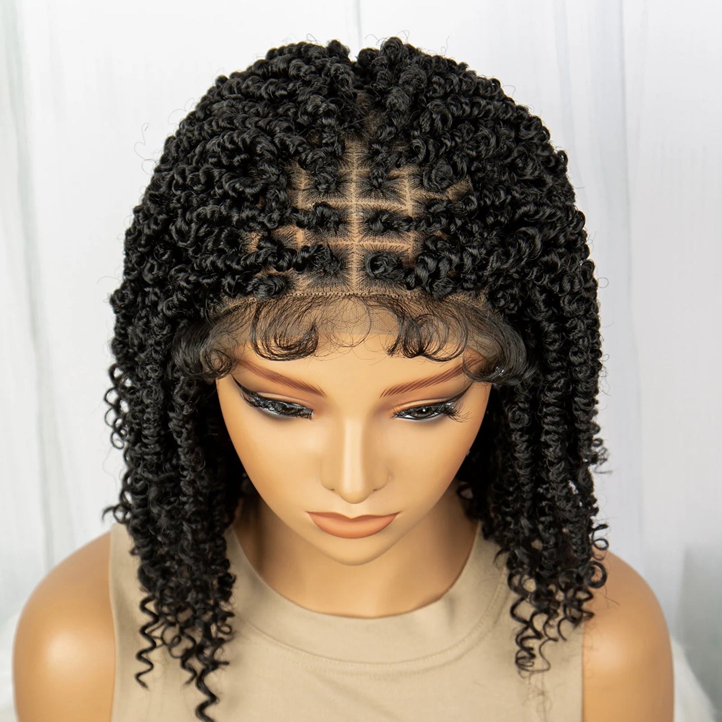 1B/27 Short Passion Twist Lace Front Wig | Knotless Braids | Baby Hair | Synthetic Twist Spring Wig Luxegan