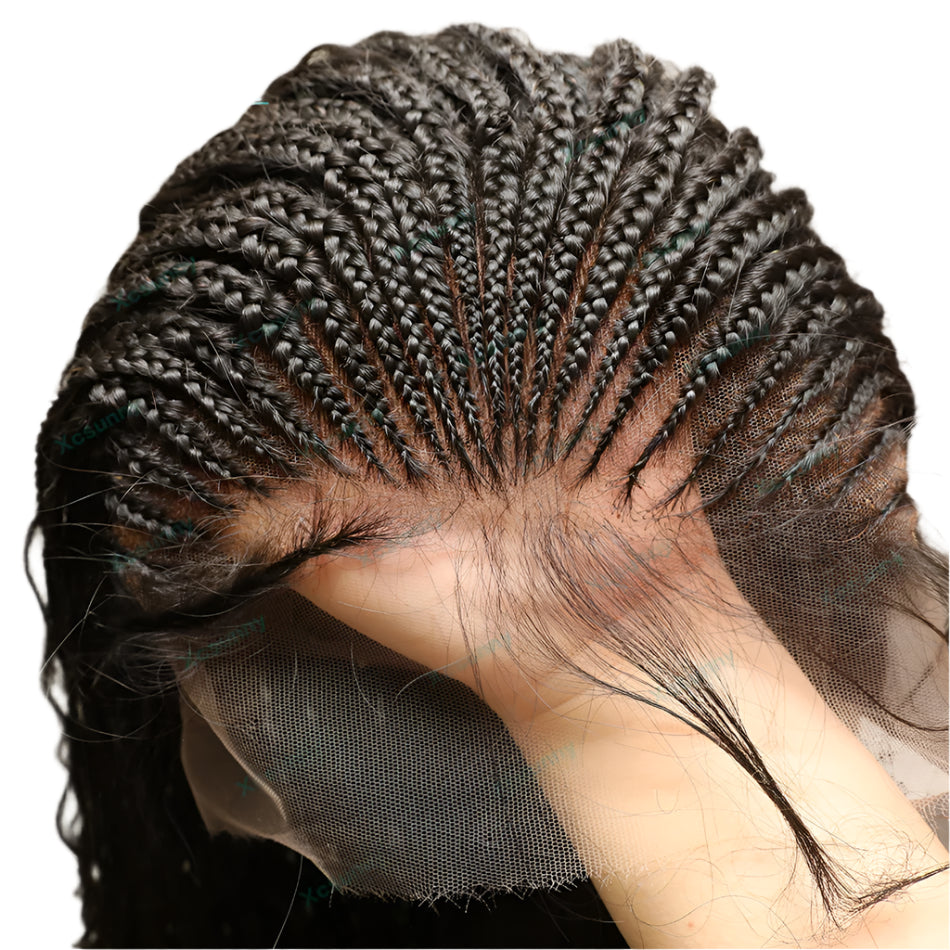 Knotless Boho Braids Full Lace Wig | Curly Human Hair | Transparent Lace | Pre-Plucked | Burmese Hair