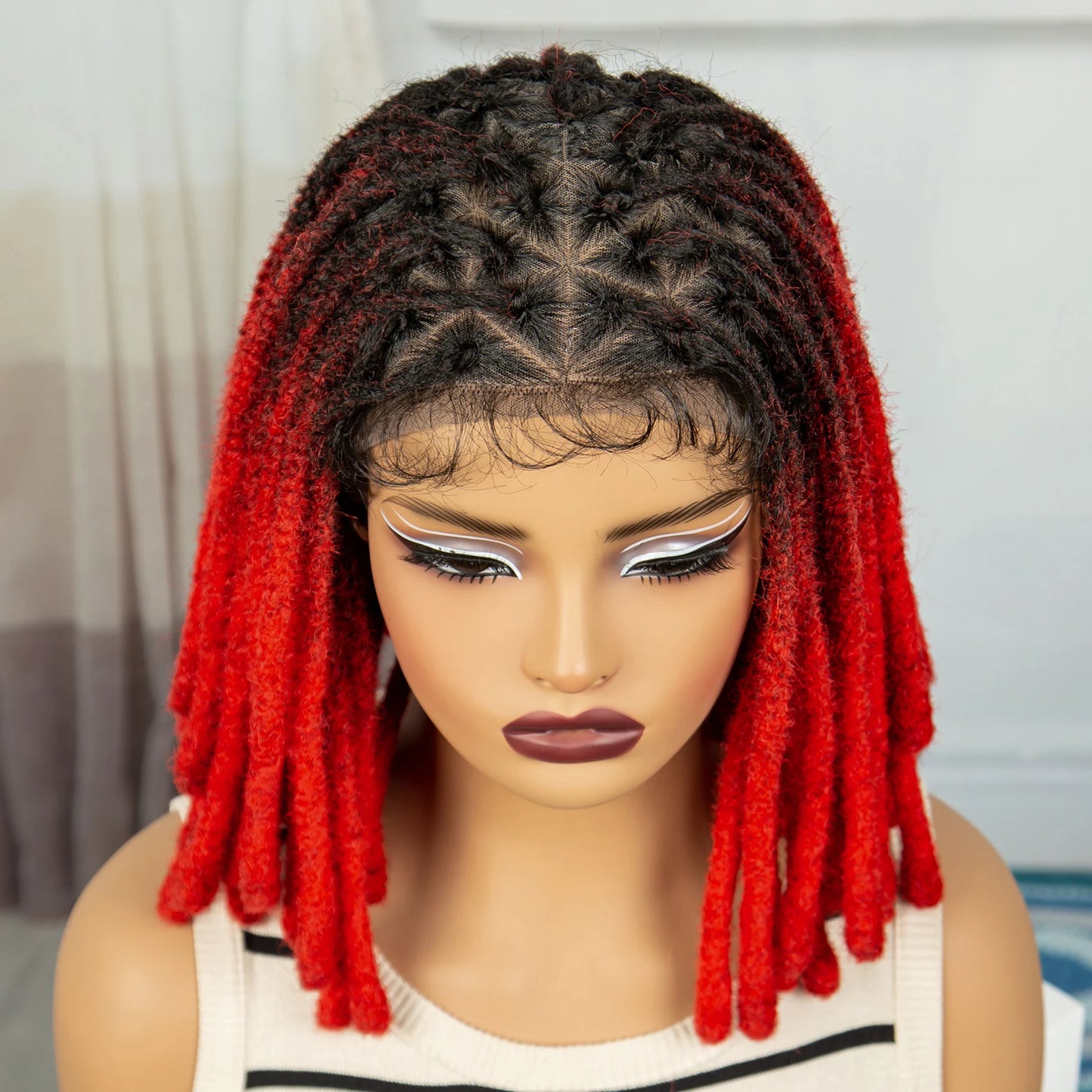 Orange Knotless Faux Locs Braided Wig | Full Lace | Baby Hair Luxegan