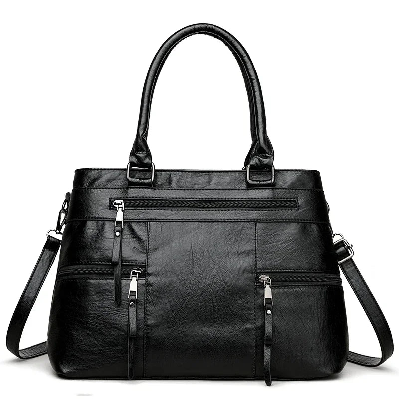Women’s Elegant Top-Handle Handbag | High-Quality Microfiber Leather Shoulder Bag | Sophisticated Large Casual Tote | Fashion-Forward Crossbody Purse with Luxury Designer Appeal Luxegan