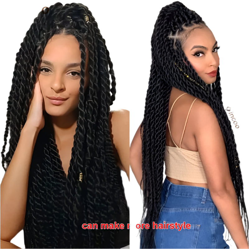 Senegalese Twist & Box Braids Wig | Lace Front | Pre-Plucked | Kanekalon Hair | Black Women