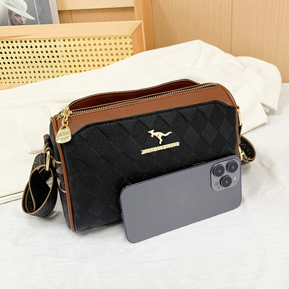 Luxury Checkered Messenger Bag | Soft Square Crossbody Purse Luxegan